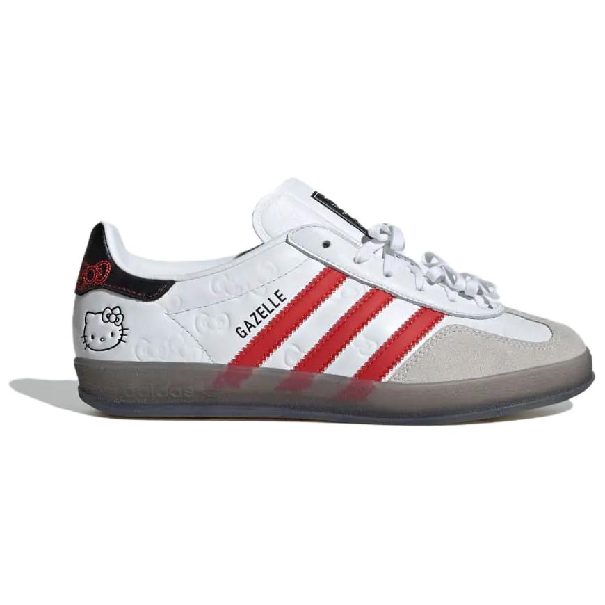 Hello Kitty x adidas Originals GAZELLE INDOOR "White Red Core Black" thin sole comfortable versatile low-top sneakers for women, white