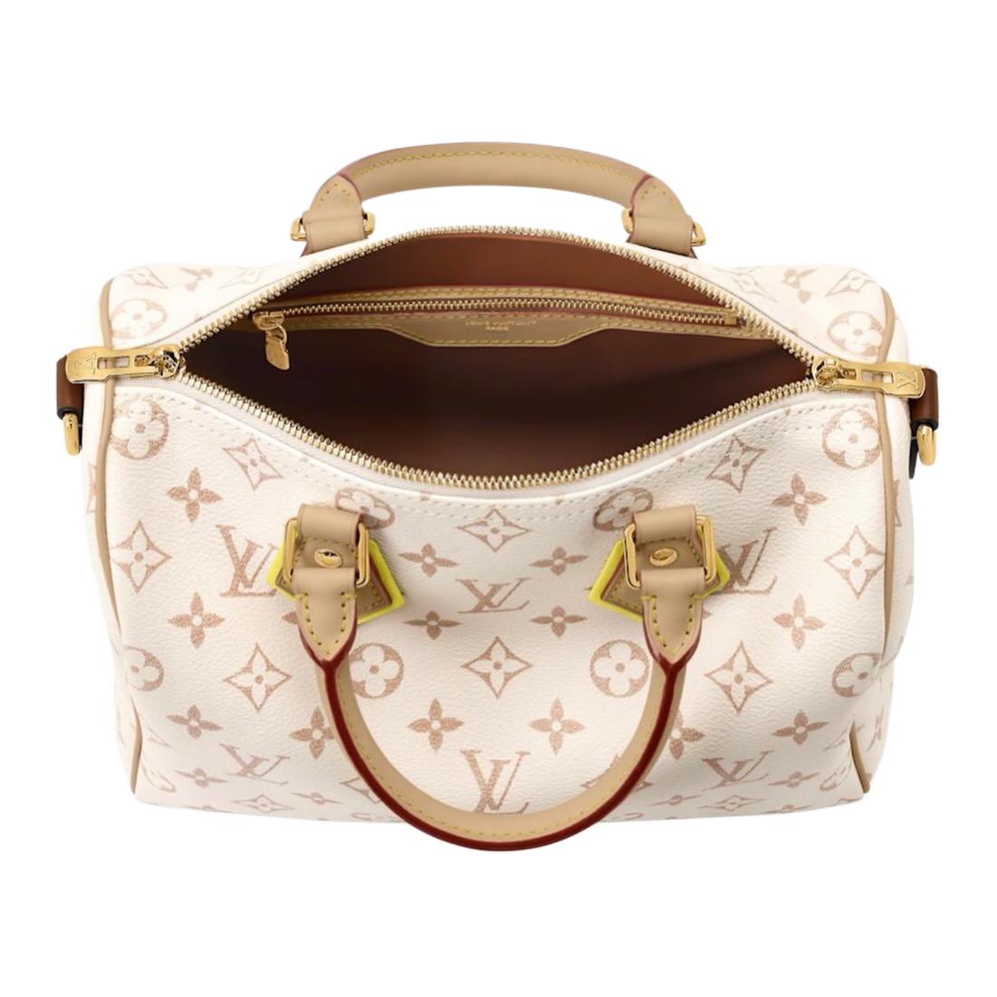 LOUIS VUITTON Speedy BANDOULIÈRE 25 Classic Monogram Detachable Shoulder Strap Quirky Leather Trim Coated Canvas Handbag Women's Off-White