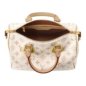 LOUIS VUITTON Speedy BANDOULIÈRE 25 Classic Monogram Detachable Shoulder Strap Quirky Leather Trim Coated Canvas Handbag Women's Off-White