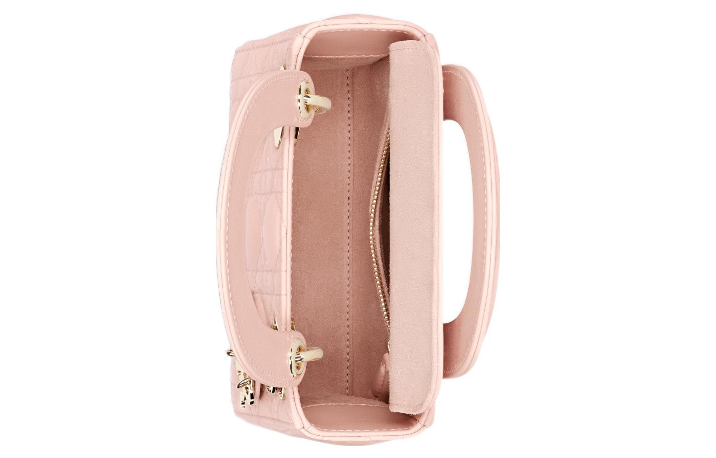 DIOR Lady Dior Detachable Chain Shoulder Strap Cannage Sheepskin Davis Bag Shoulder Crossbody Tote Mini Women's Carmine Pink