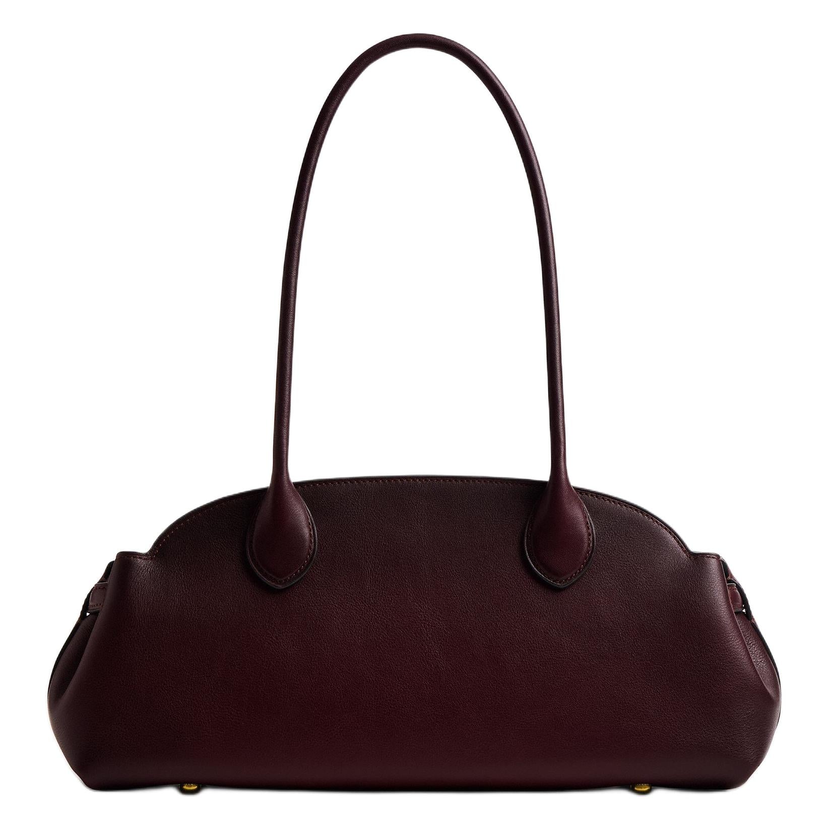 COACH Empire Carryall 34 Foil Logo Bowling Bag Crossbody Handbag Cowhide Leather Single Shoulder Large Women's Merlot Wine Red