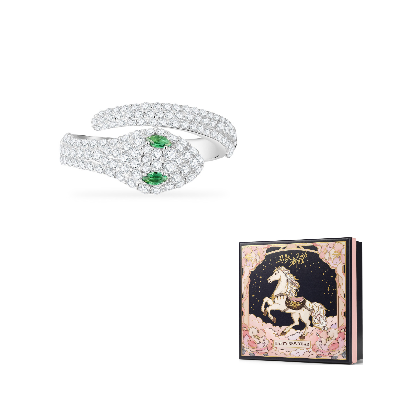 apm monaco snake 925 silver zircon ring.