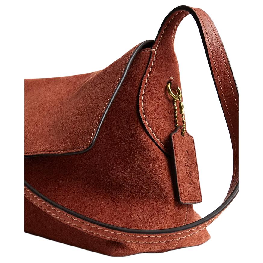 COACH Chelsea 30 Minimalist Design Push-Lock Cleavage Leather Single Shoulder Bag Large Women's Terracotta Color