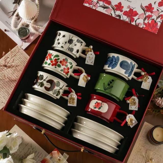 Deardali Porcelain Coffee Cup & Saucer Set – Luxury Gift for Couples & Girls