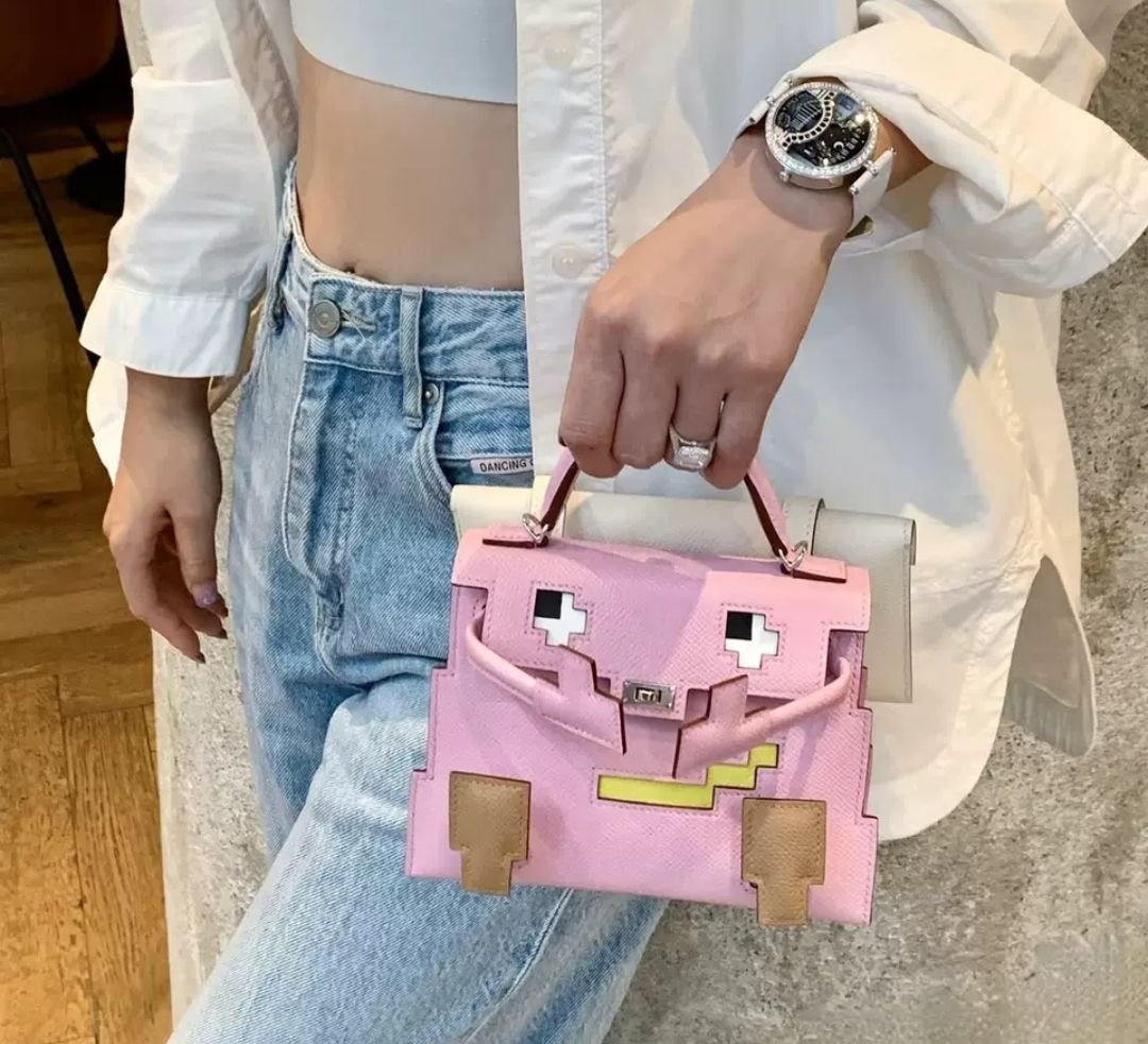 Mosaic Doll Bag Robot Kelly Bag Genuine Leather Cartoon Smiley Face Bag 2026 New Style Handbag Crossbody Bag for Women
