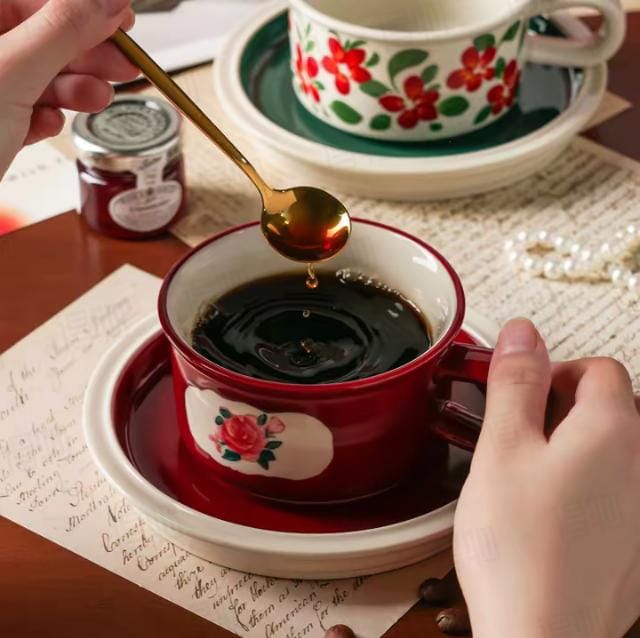 Deardali Porcelain Coffee Cup & Saucer Set – Luxury Gift for Couples & Girls
