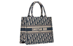 DIOR Small Denim Blue Embroidered Oblique Book Tote.