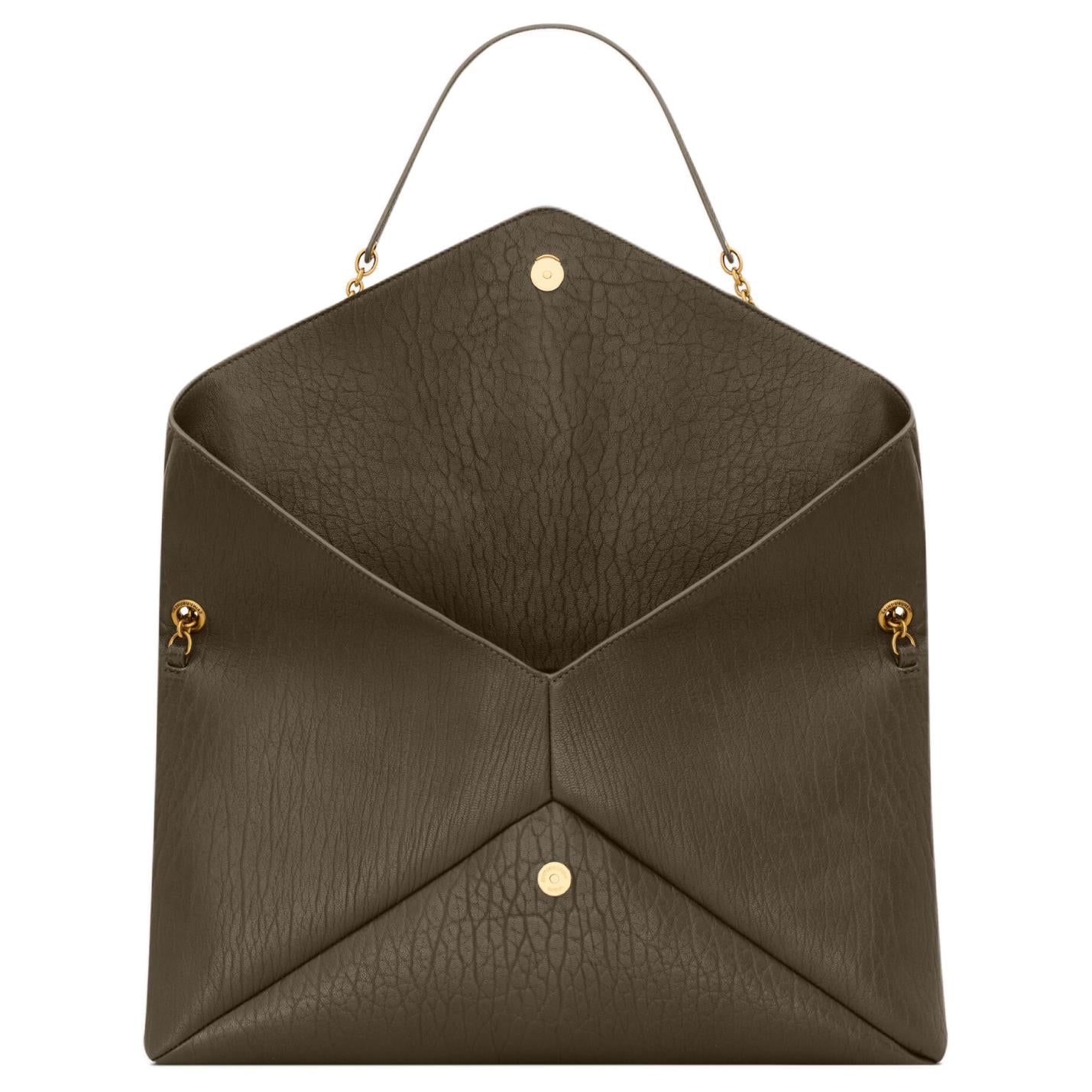 SAINT LAURENT YSL CASSANDRE CASSANDRE brand logo lambskin single shoulder bag extra large women's light musk color