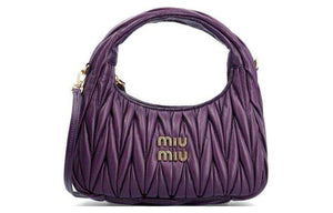 MIU MIU Miu Wander Jacquard Crossbody Tote Purple.