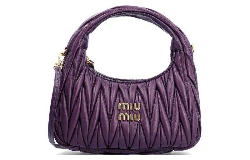 MIU MIU Miu Wander Jacquard Crossbody Tote Purple.