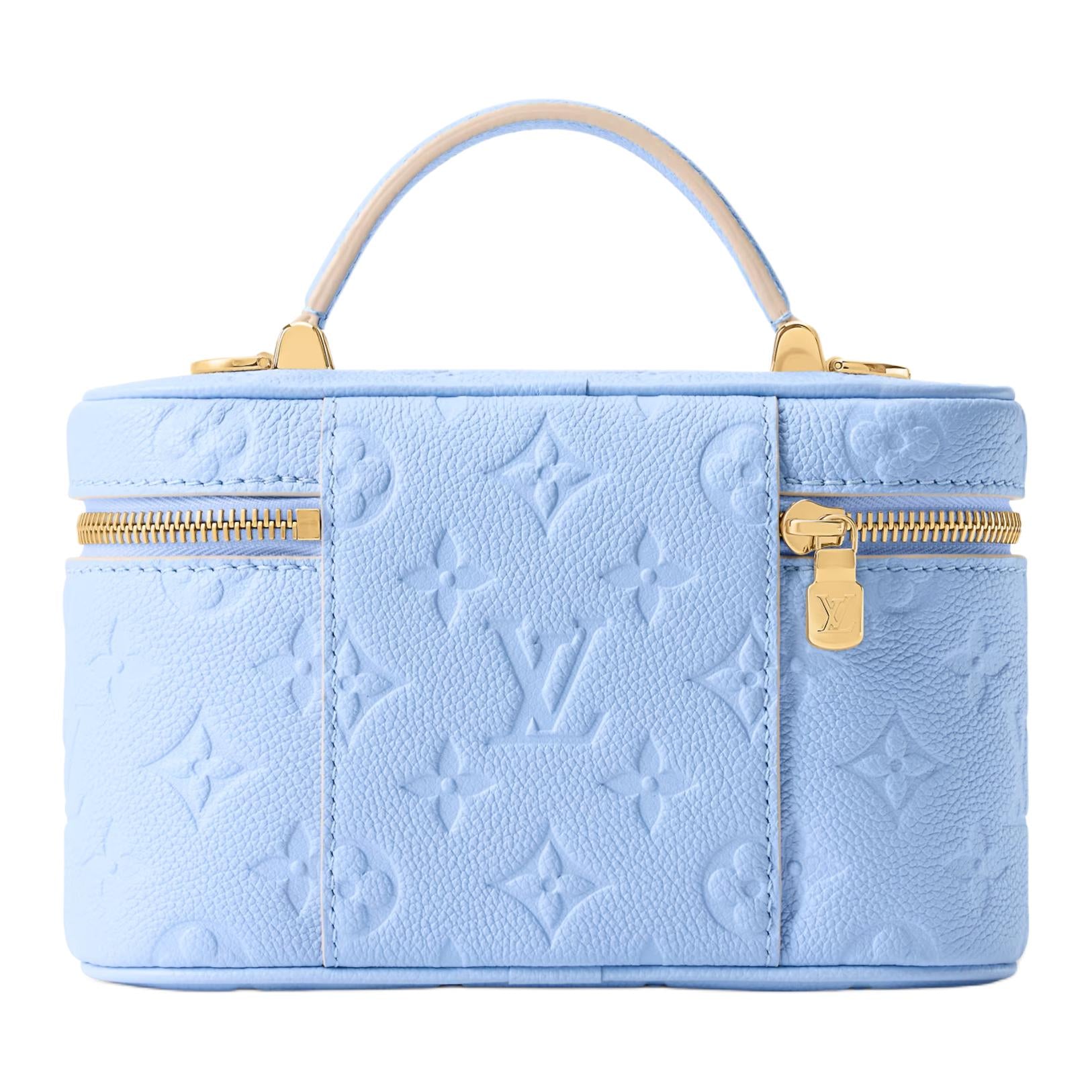 LOUIS VUITTON Vanity CHAIN POUCH Fresh and Elegant Color Detachable Woven Chain Shoulder Strap Cowhide Makeup Bag Women's Iris Blue