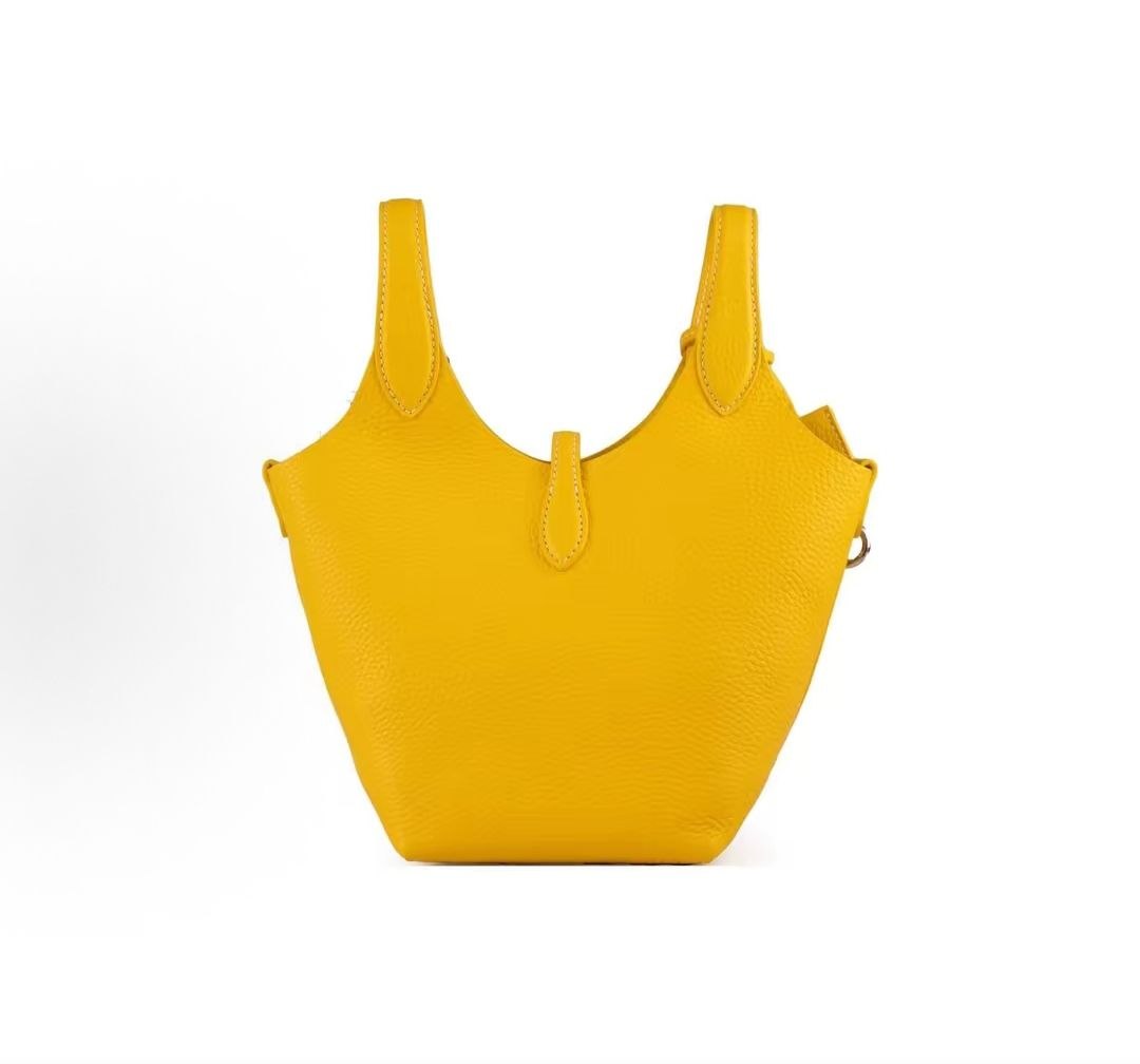 Ralph Lauren logo embroidered tote bag, small leather handbag, women's, yellow.