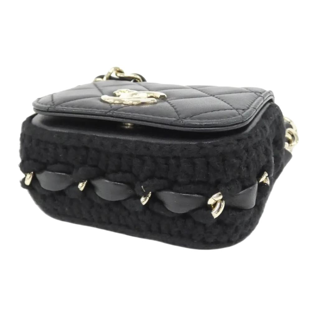 CHANEL Gold Label Double C Logo Quilted Leather Chain Lambskin Flap Bag Single Shoulder Crossbody Bag Women's Black