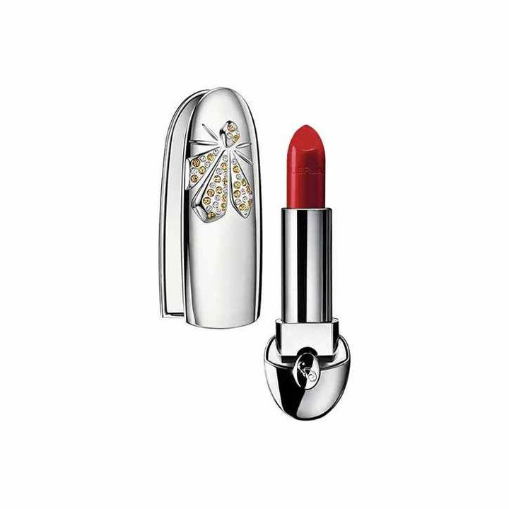 Guerlain 2025 New Year limited edition red lipstick with luxurious silver and gold jeweled case