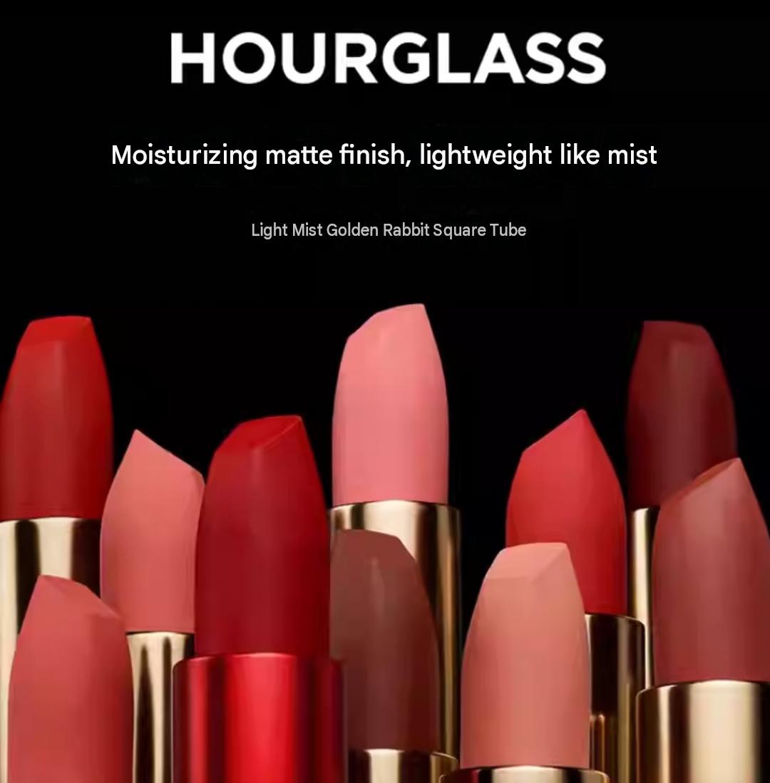 Hourglass light mist gold rabbit lipstick + small gold tube mouth red makeup set