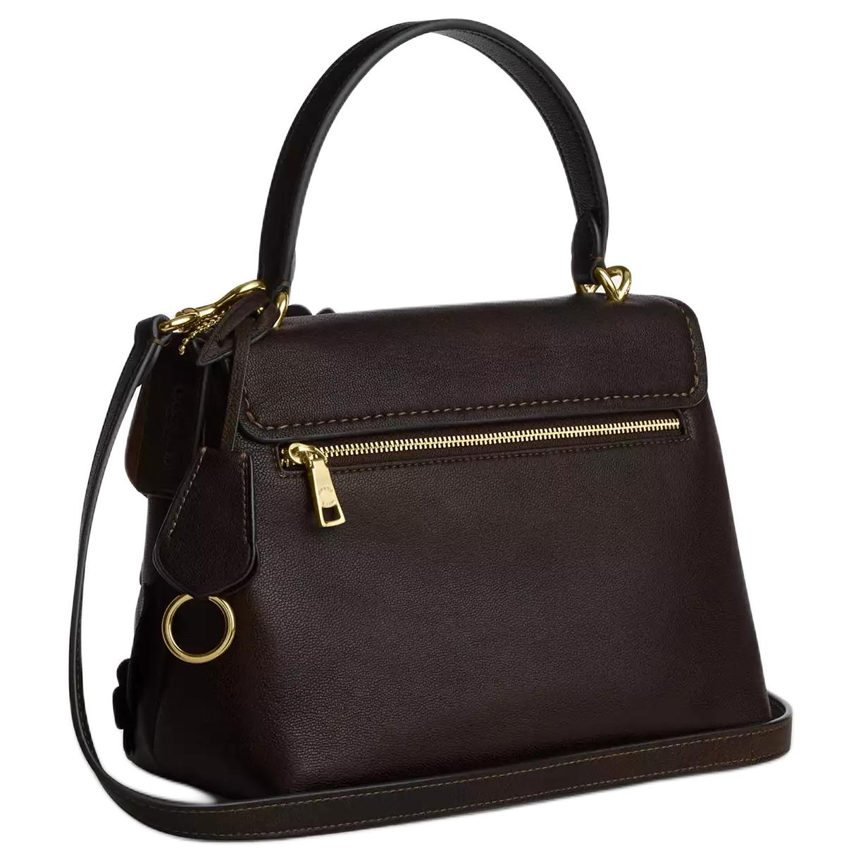 COACH Emory 21 Floral Decals Gold Hardware Smooth Leather Handbag Small Women's Maple Color