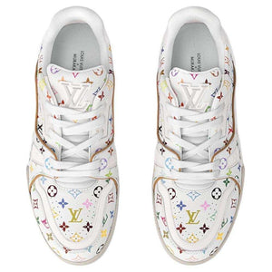 حذاء Louis Vuitton Trainer أبيض بنقشة Multicolor.