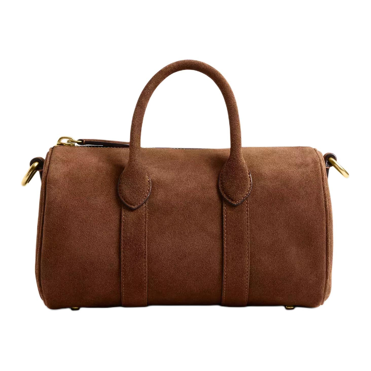 COACH Compass 25 Brand Logo Adjustable Detachable Shoulder Strap Compass Bag Suede Handbag Medium Women's Brown