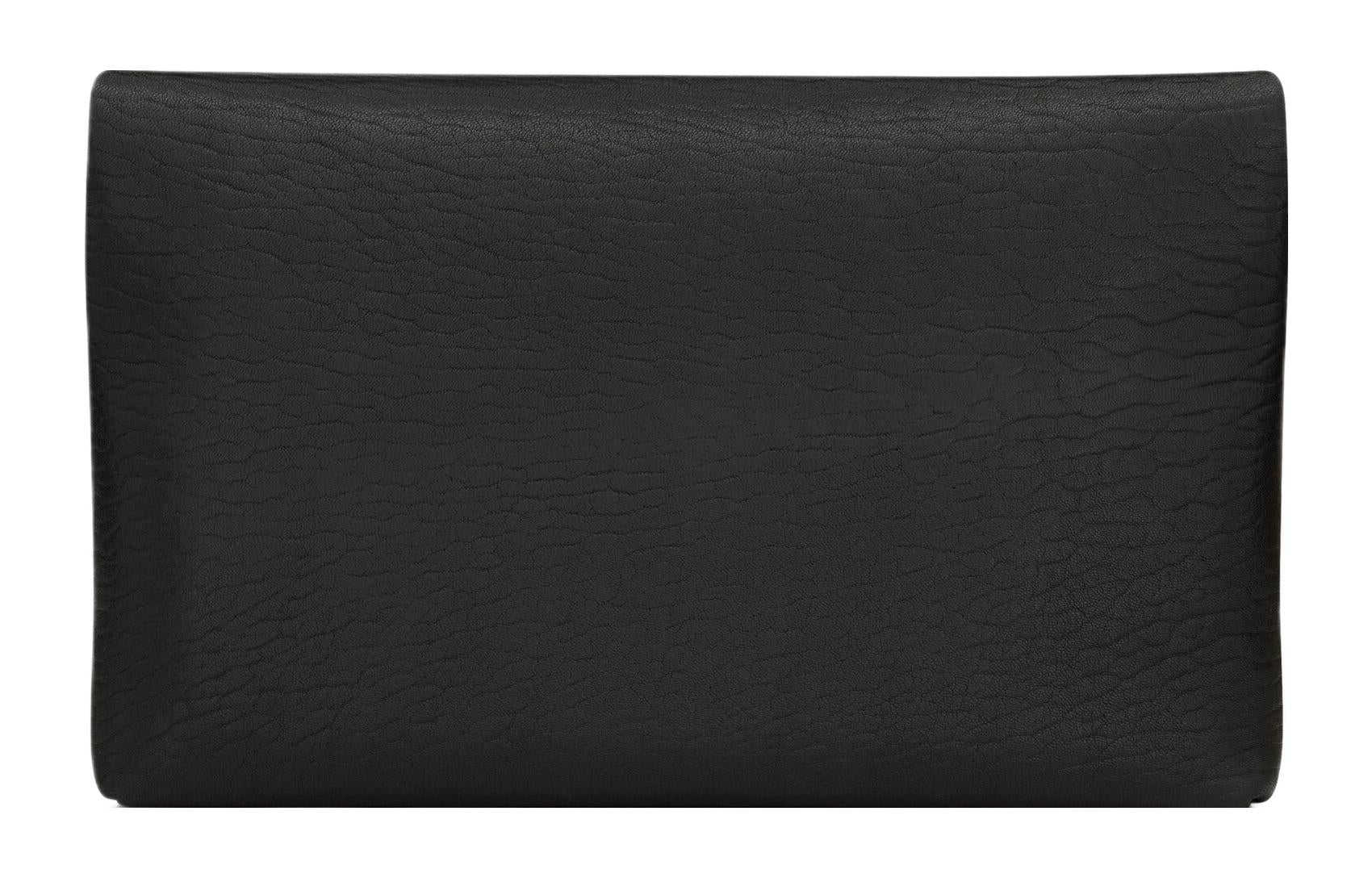 SINS LAURENT YSL LE CASSANDRE metal letter logo magnetic snap-close sheepskin envelope clutch large size women's black style