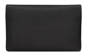 SINS LAURENT YSL LE CASSANDRE metal letter logo magnetic snap-close sheepskin envelope clutch large size women's black style
