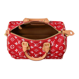حقيبة Louis Vuitton Speedy 30 باللون الأحمر المميز.