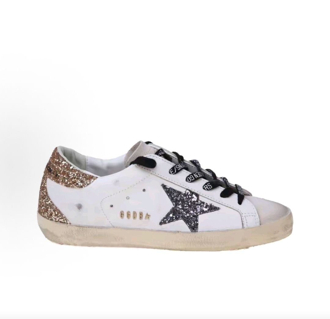 حذاء رياضي نسائي Golden Goose أبيض بنجمة جليتر فخم