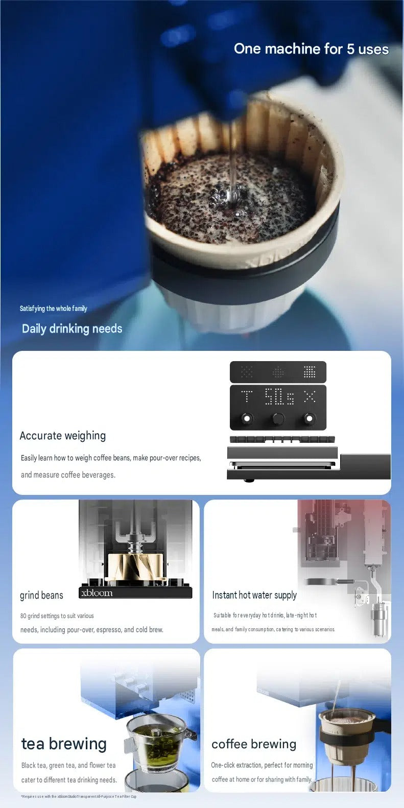 كوب قهوة مقطرة محضر بماكينة xBloom