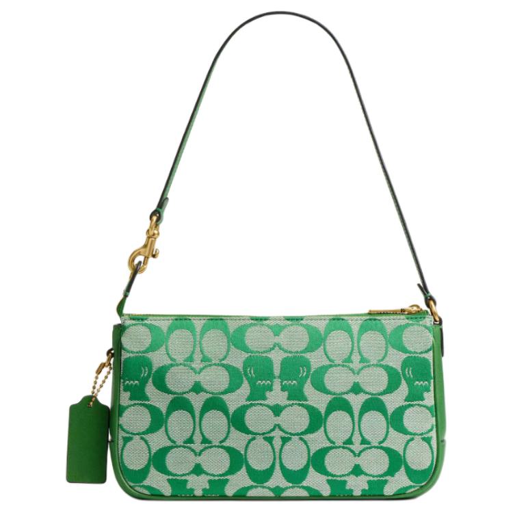 COACH x BRAIN DEAD collaboration Plaza 21 zipper seal fabric leather single shoulder bag small women's green