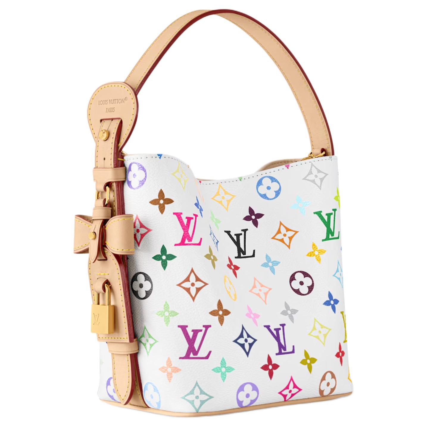 LOUIS VUITTON x Takashi Murakami Takashi Murakami Collaboration All In BB White Sancai Letter Logo Monogram Coated Canvas Bucket Bag Handbag Single Shoulder Bag Small Women's White