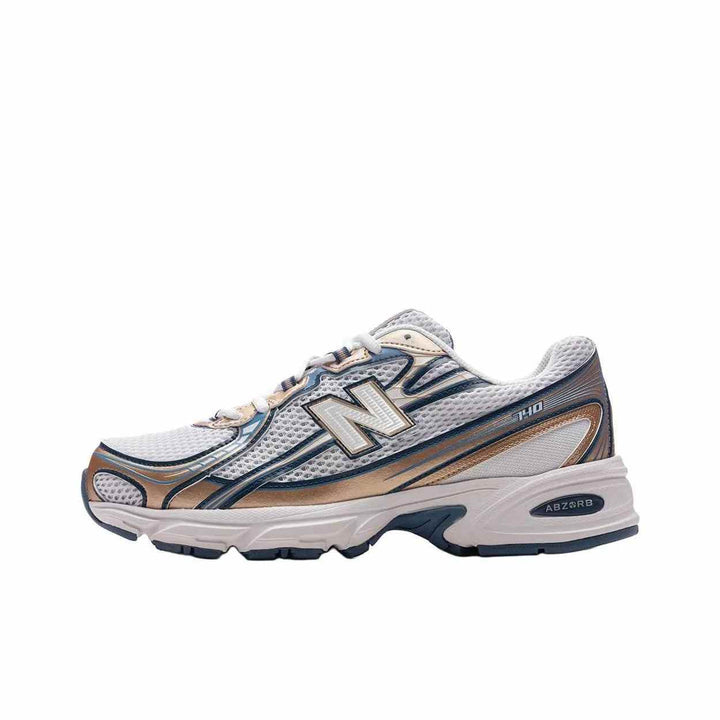 New Balance NB 740 sneaker with mesh upper, ABZORB midsole, N-ergy outsole, and lace closure in blue and white colors