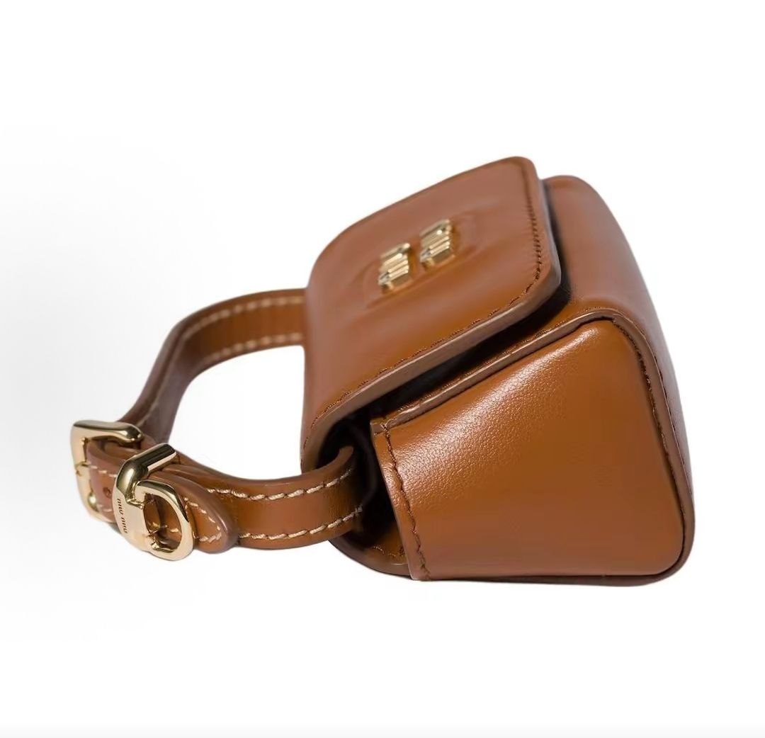 MIU MIU Astuccio calfskin handbag with detachable handle  Women's Brandy Color