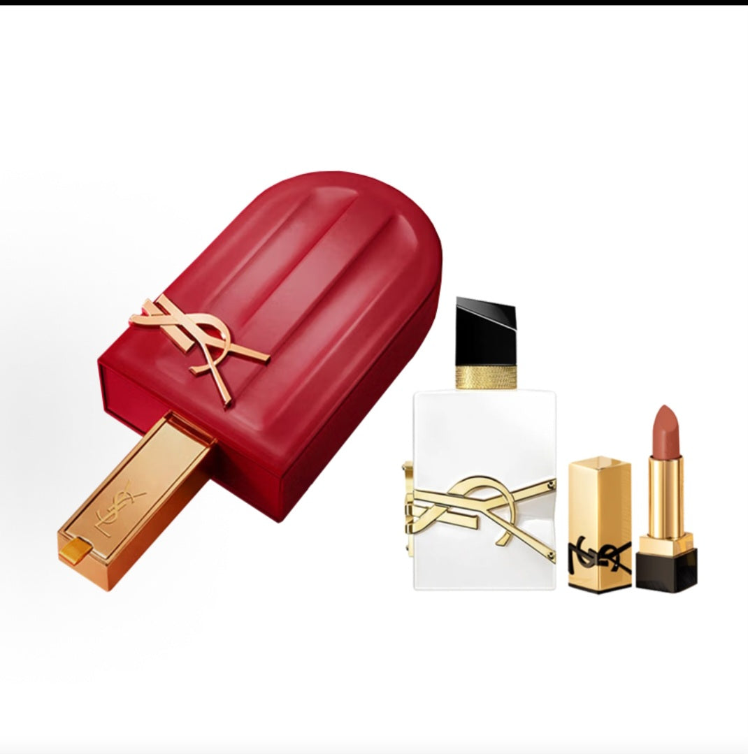 YSL Saint Laurent Summertime Fragrance Set, Freedom of the Fittest Eau de Toilette (50ml, Mandarin Orange Blossom) + Square Lipstick (1.3g)