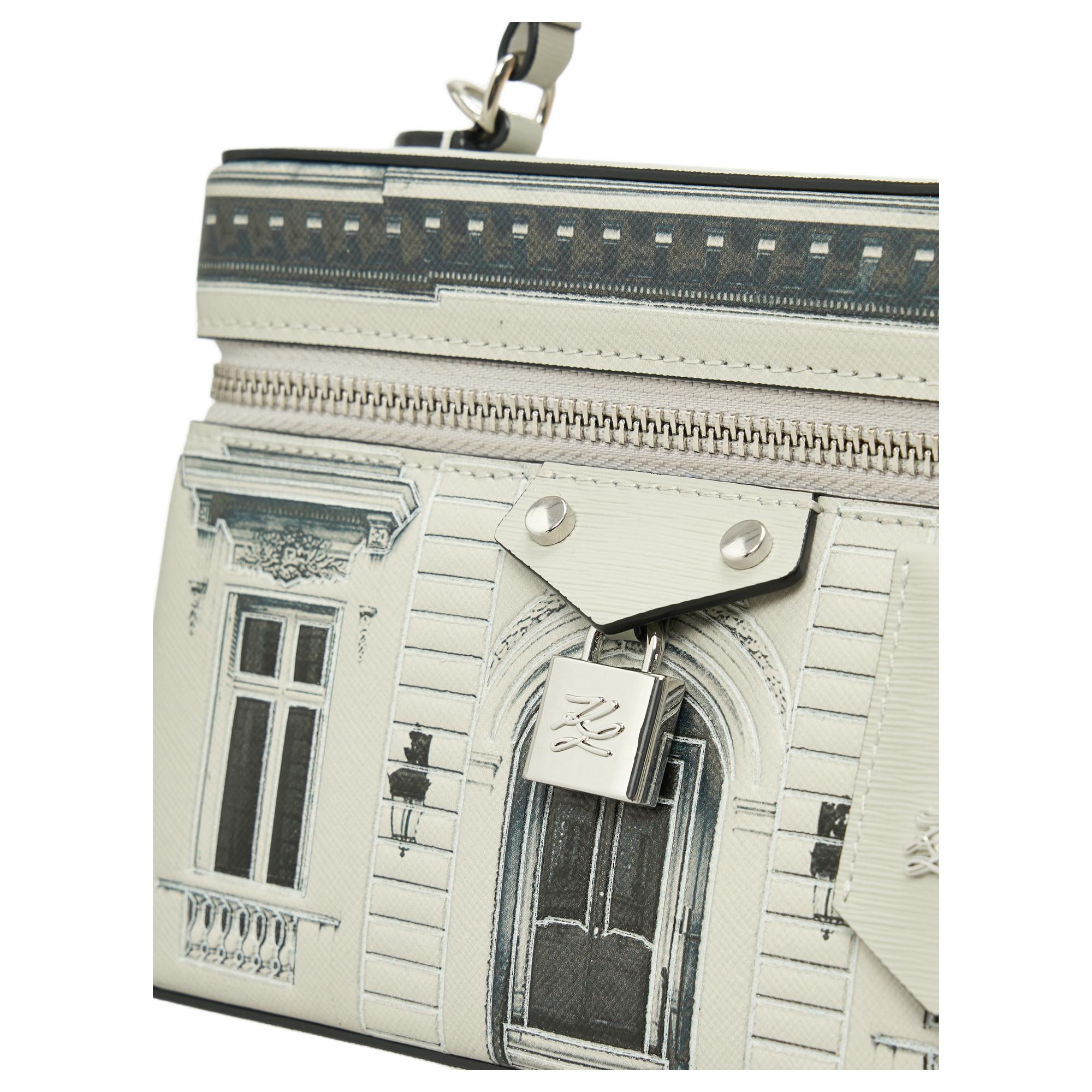 KARL LAGERFELD Galeries Lagerfeld Theatre Ballet Series Special Masterpiece Masterpiece Embossed Craft Brand Logo Leather Makeup Bag Women's White
