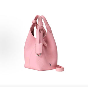 Ralph Lauren Polo Play Signature Pony Embossed Hardware Hobo Bag, Leather Shoulder/Handbag, Small Size, Women's, Marshmallow Pink