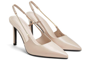 حذاء كعب عالي Slingback لامع بتفاصيل سحاب CHARLES & KEITH.