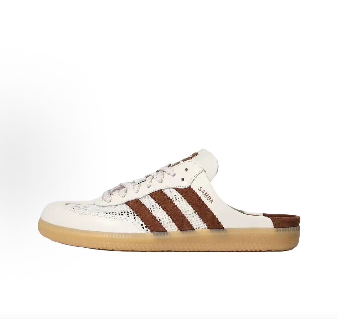 حذاء أصلي 100% Adidas Samba Mule باللون الأبيض والبني