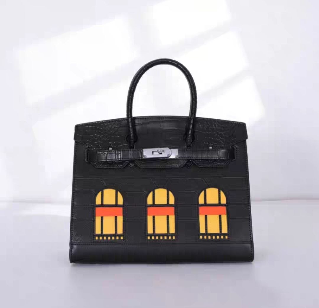 2026 New Color Block Small House Bag, Wool Leather Birkin Bag, Crocodile Pattern Genuine Leather Handbag, Kelly Bag, Shoulder Bag, Crossbody Bag