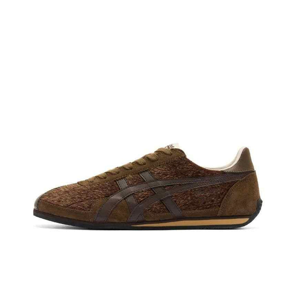Brown Asics Onitsuka Tiger Mexico 66 sneaker with luxurious leather and iconic side stripes design