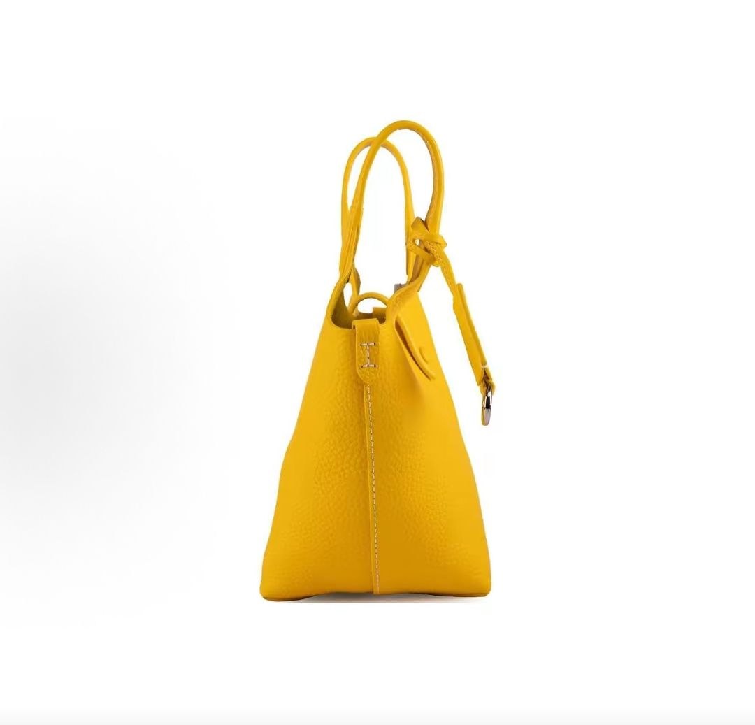 Ralph Lauren logo embroidered tote bag, small leather handbag, women's, yellow.