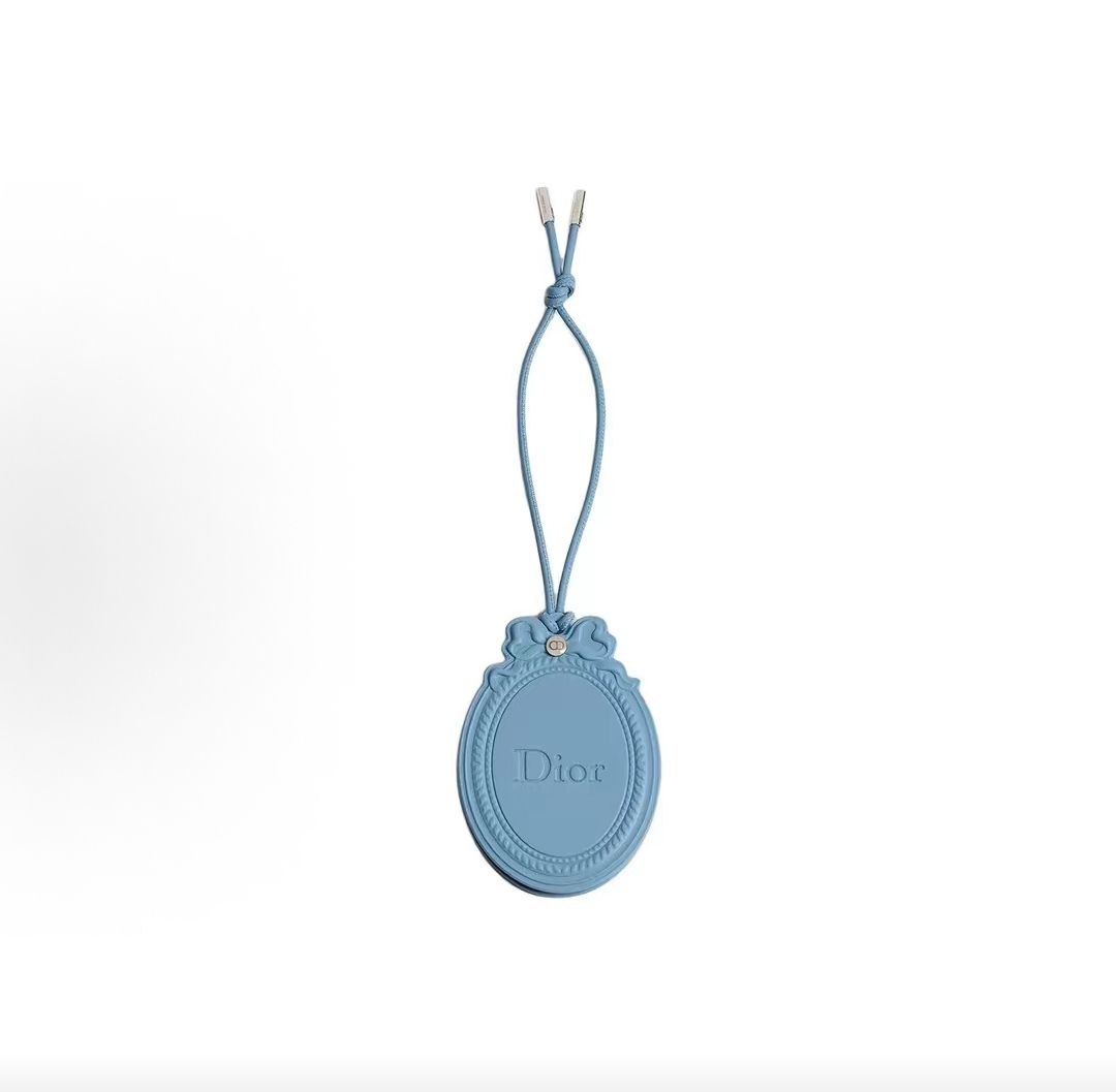 DIOR Oval Mirror with Logo Design, Calfskin Pendant, Unisex, Couple Style, Sky Blue
