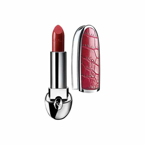 Guerlain Lipstick Jungle Crocodile Shell red velvet finish lipstick with crocodile-patterned case and long-lasting color.