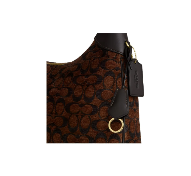 COACH Ella 36 brand logo zipper closure fabric underarm shoulder bag large size women's truffle brown