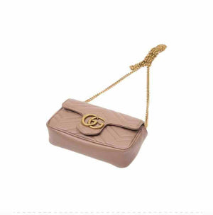 حقيبة Gucci Marmont صغيرة بسلسلة ذهبية - لون بيج.