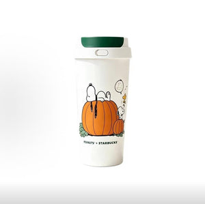 Starbucks x Snoopy Insulated Mug, 473ml, Cute Stainless Steel Pumpkin-Shaped Water Bottle