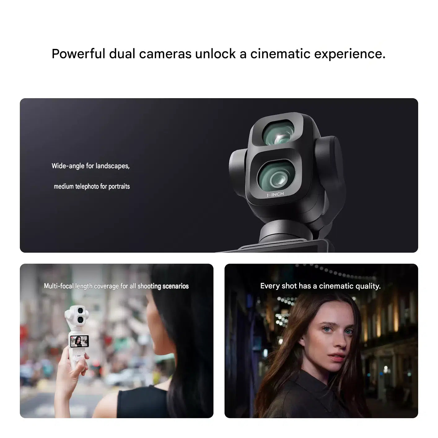 Powerful dual camera system unlocked on DJI Osmo Pocket 4P Pro Classic Black for cinematic near and far shots.