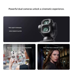 Powerful dual camera system unlocked on DJI Osmo Pocket 4P Pro Classic Black for cinematic near and far shots.