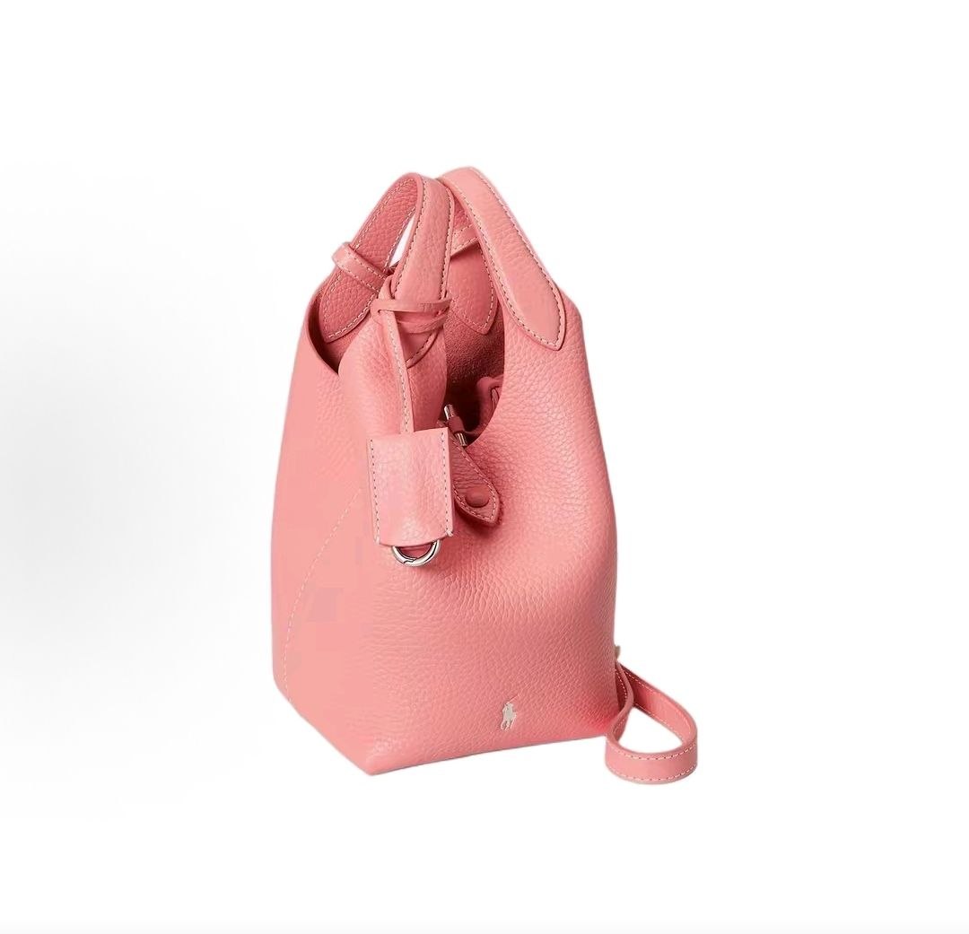 Ralph Lauren Polo Play Brand Logo Leather Handbag, Small Size, Pink for Women