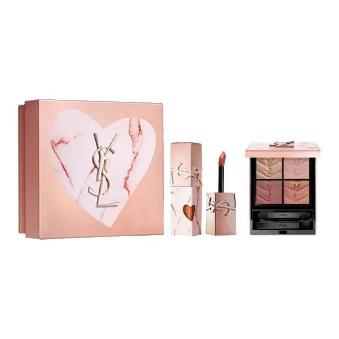 YSL Saint Laurent Pink Stone Lip Gloss and Eyeshadow Makeup Set.