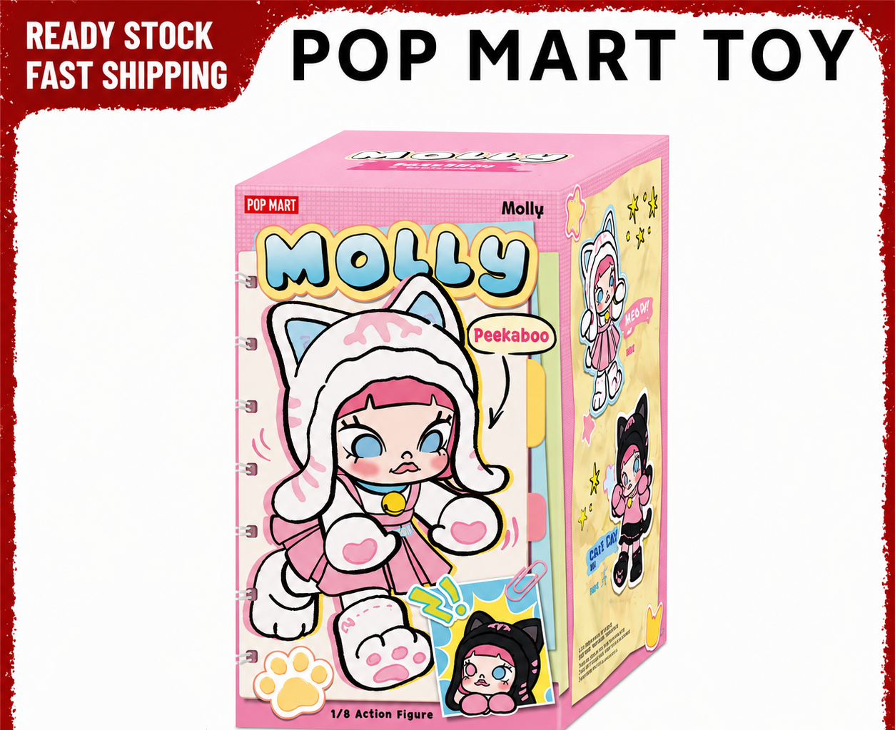 دمية Molly plush الأصلية بتصميم القطة المميز من POP MART