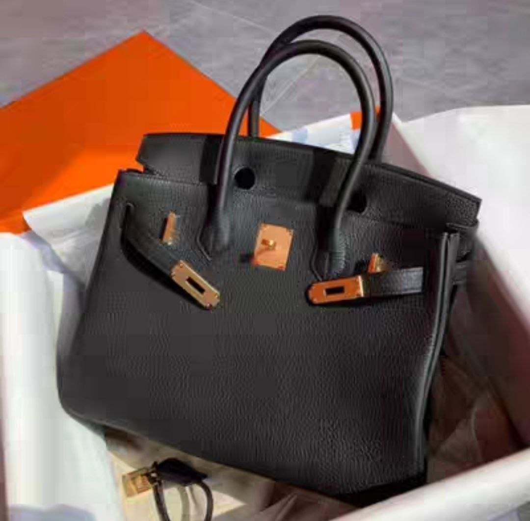 حقيبة يد نسائية Birkin Style باللون الأسود الفاخر